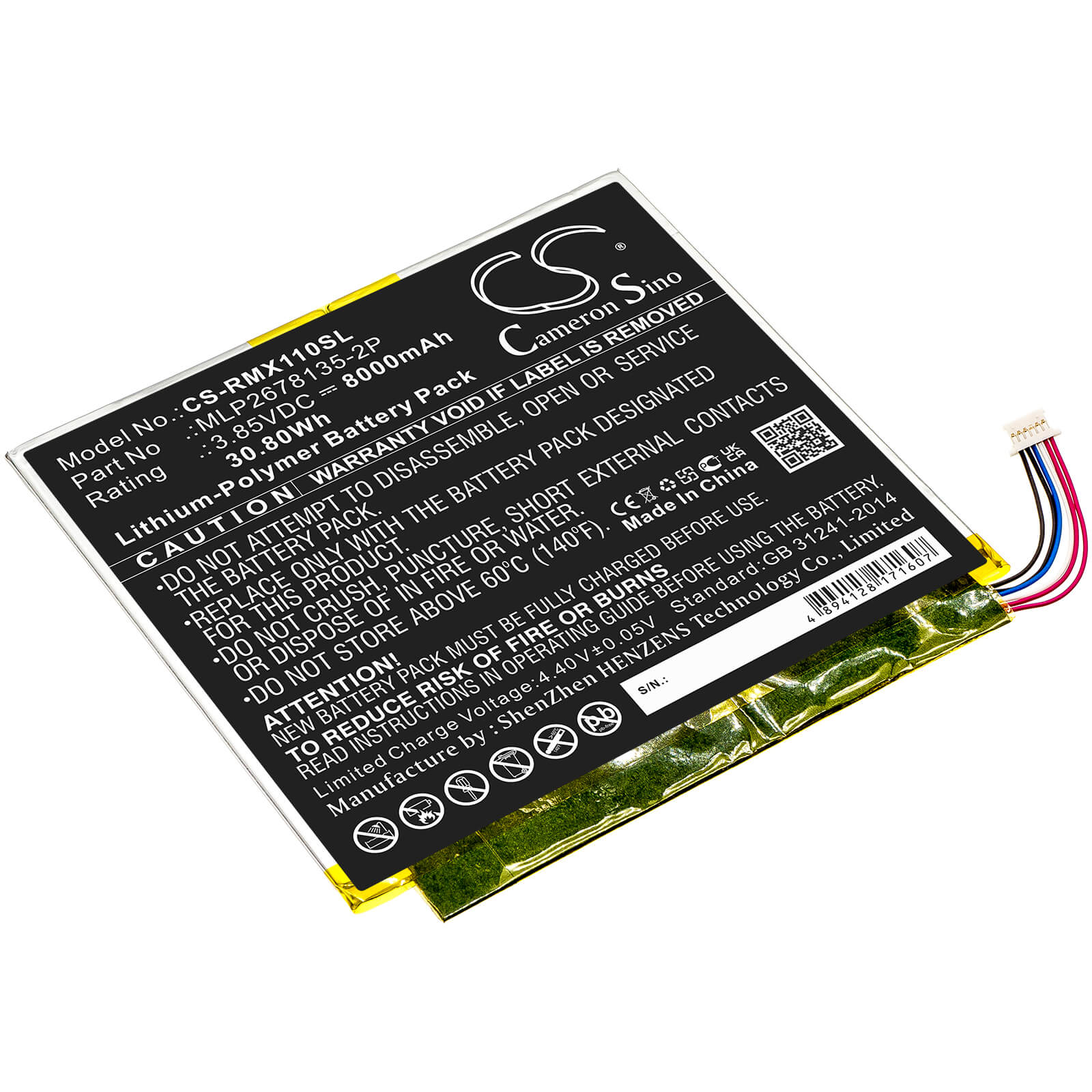 3.85V, 8000mAh, Li-Polymer Battery fits Verizon, Ellipsis 10 Hd, Ellipsis 10 Inch 32gb Hd 4g, 30.8Wh