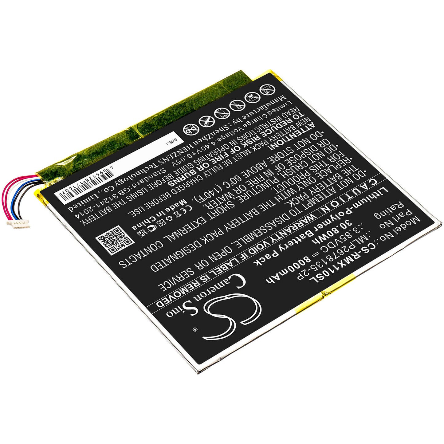 3.85V, 8000mAh, Li-Polymer Battery fits Verizon, Ellipsis 10 Hd, Ellipsis 10 Inch 32gb Hd 4g, 30.8Wh