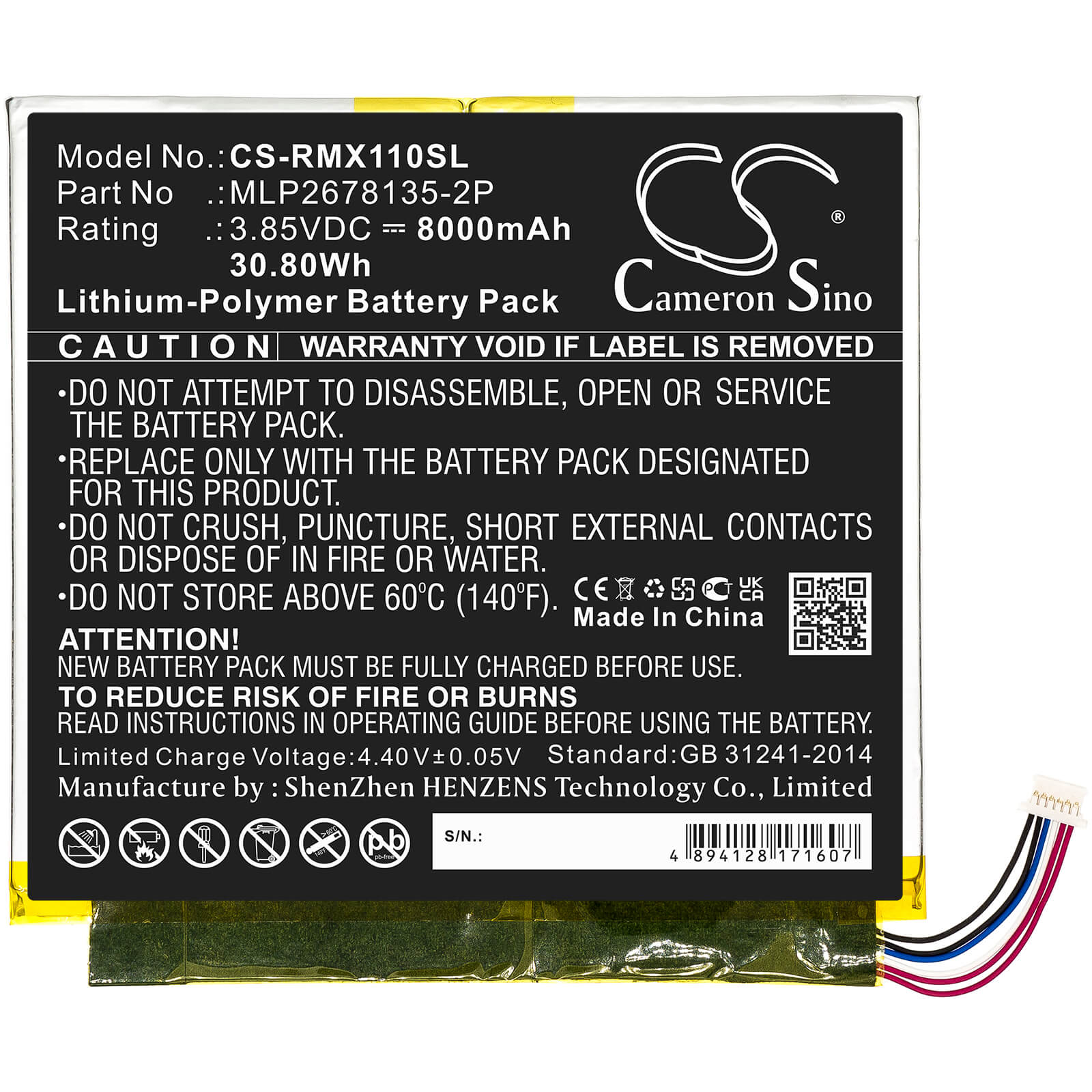 3.85V, 8000mAh, Li-Polymer Battery fits Verizon, Ellipsis 10 Hd, Ellipsis 10 Inch 32gb Hd 4g, 30.8Wh