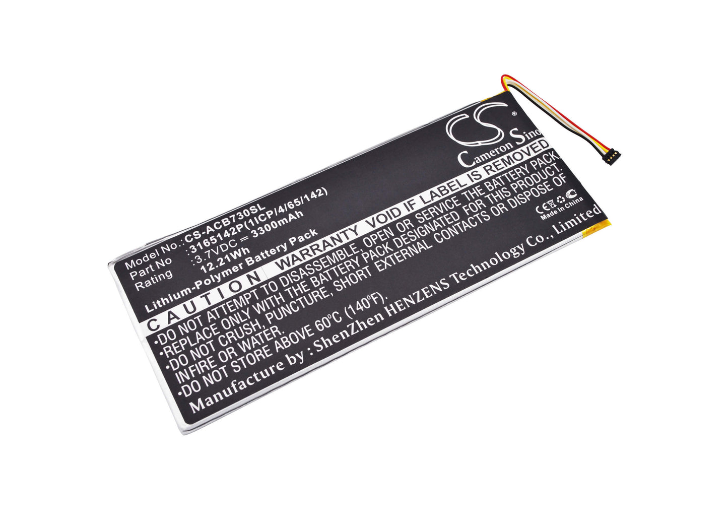 3.7V, 3300mAh, Li-Polymer Battery fits Acer, A1402, Iconia One 7 B1-730, 12.21Wh