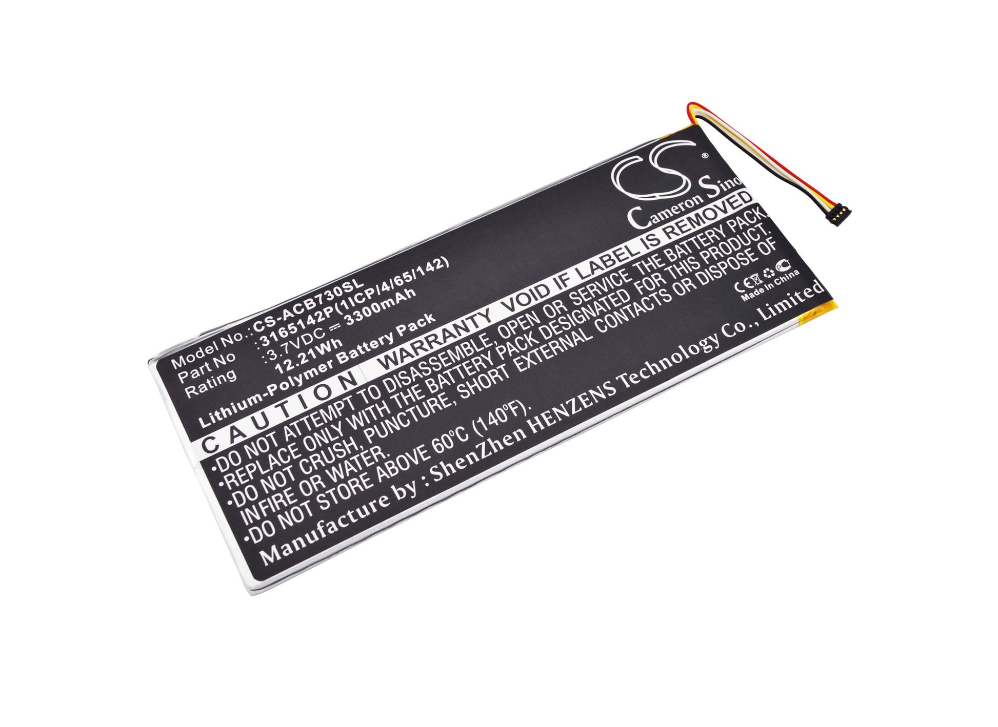 3.7V, 3300mAh, Li-Polymer Battery fits Acer, A1402, Iconia One 7 B1-730, 12.21Wh