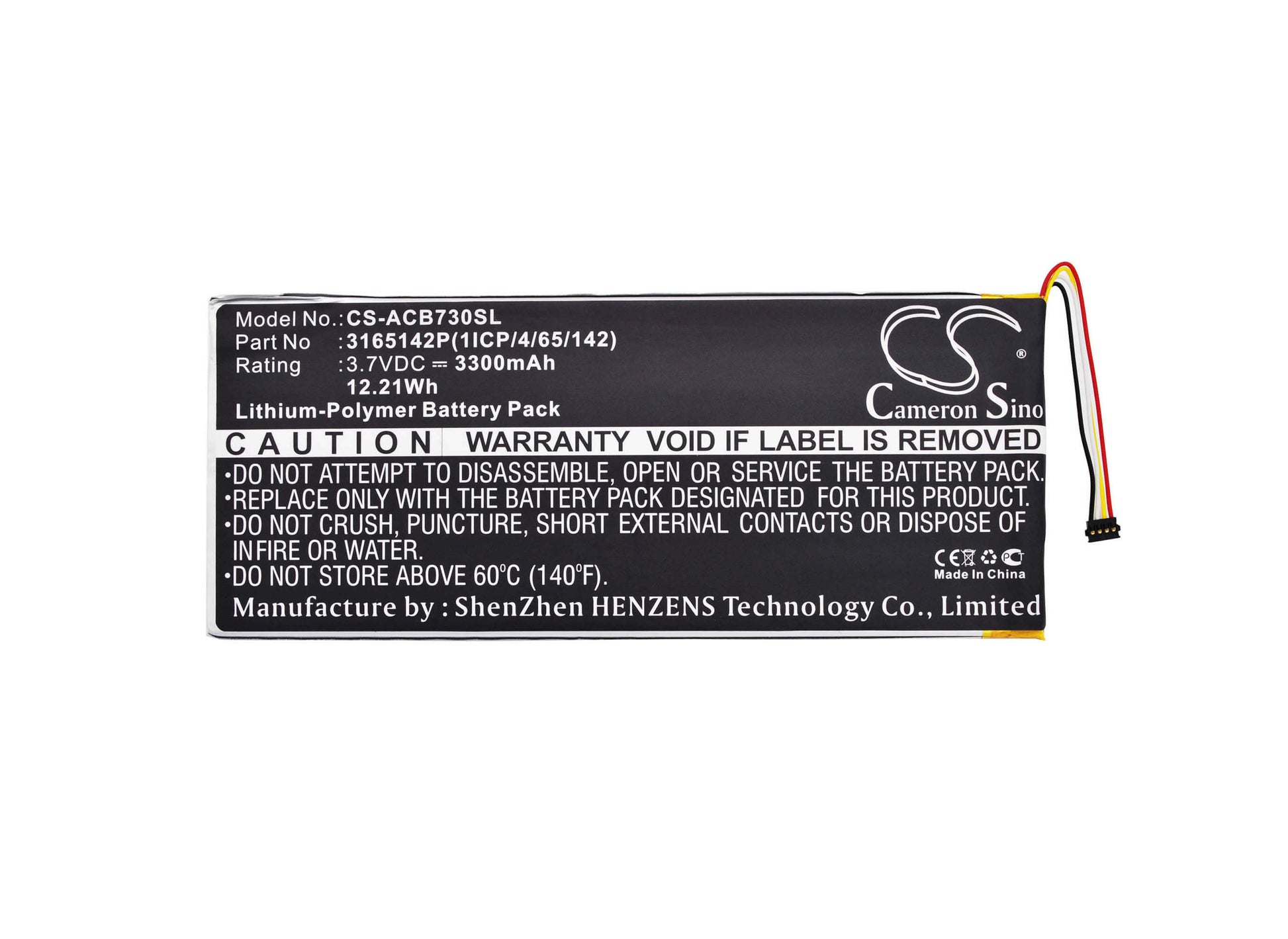 3.7V, 3300mAh, Li-Polymer Battery fits Acer, A1402, Iconia One 7 B1-730, 12.21Wh