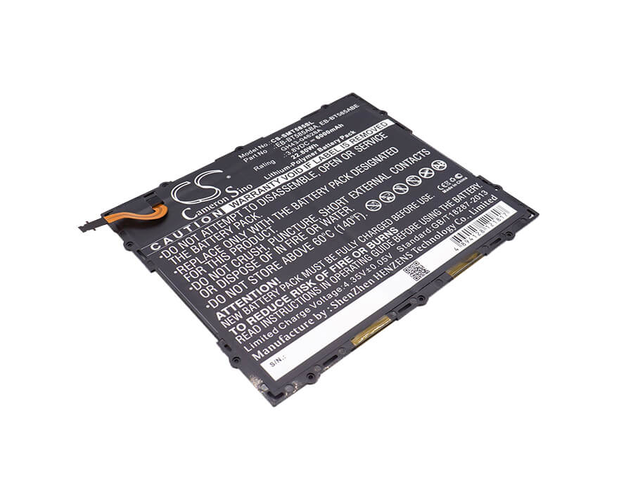 3.8V, 6000mAh, Li-Polymer Battery fits Samsung, Galaxy Tab A 10.1 2016 Td-lte, Galaxy Tab A 10.1 2016 Wifi, 22.8Wh
