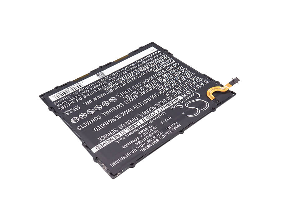 3.8V, 6000mAh, Li-Polymer Battery fits Samsung, Galaxy Tab A 10.1 2016 Td-lte, Galaxy Tab A 10.1 2016 Wifi, 22.8Wh
