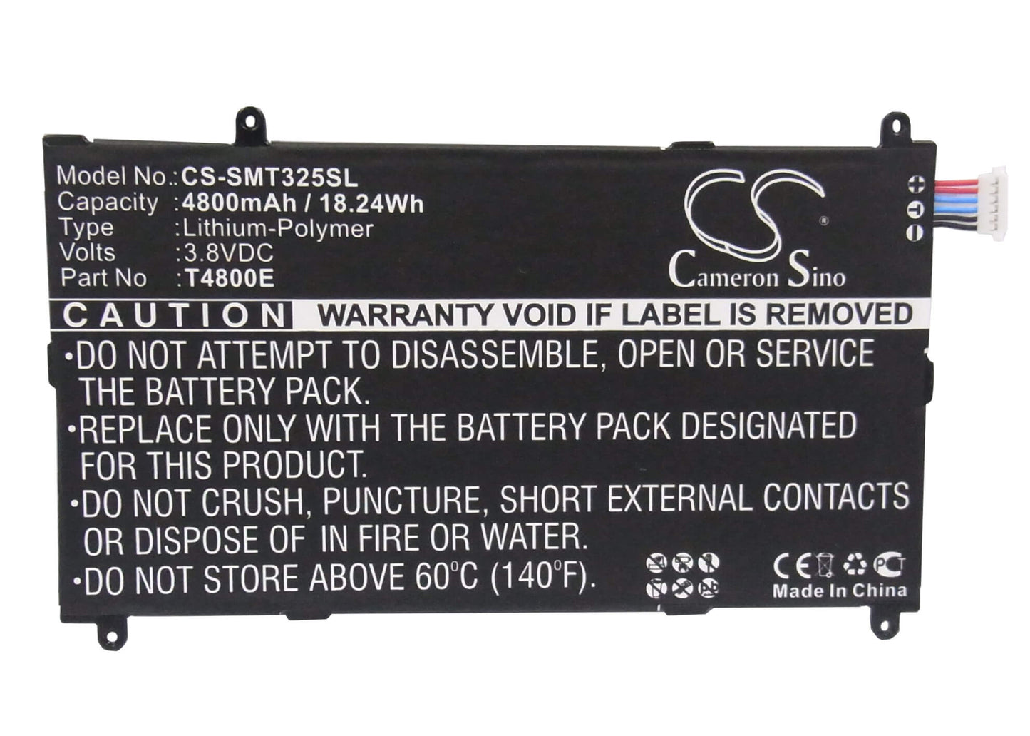 3.8V, 4800mAh, Li-Polymer Battery fits Samsung, Galaxy Tabpro 8.4, Galaxy Tabpro 8.4 Lte-a, 18.24Wh