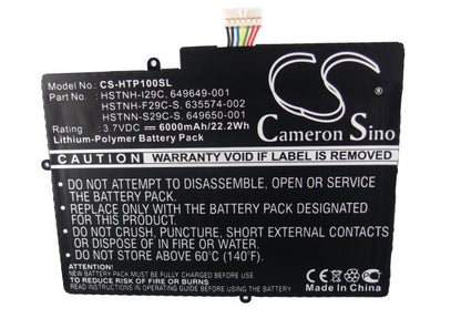 3.7V, 6000mAH, Li-Polymer Battery fits Hp, Touchpad 10, 22.2Wh