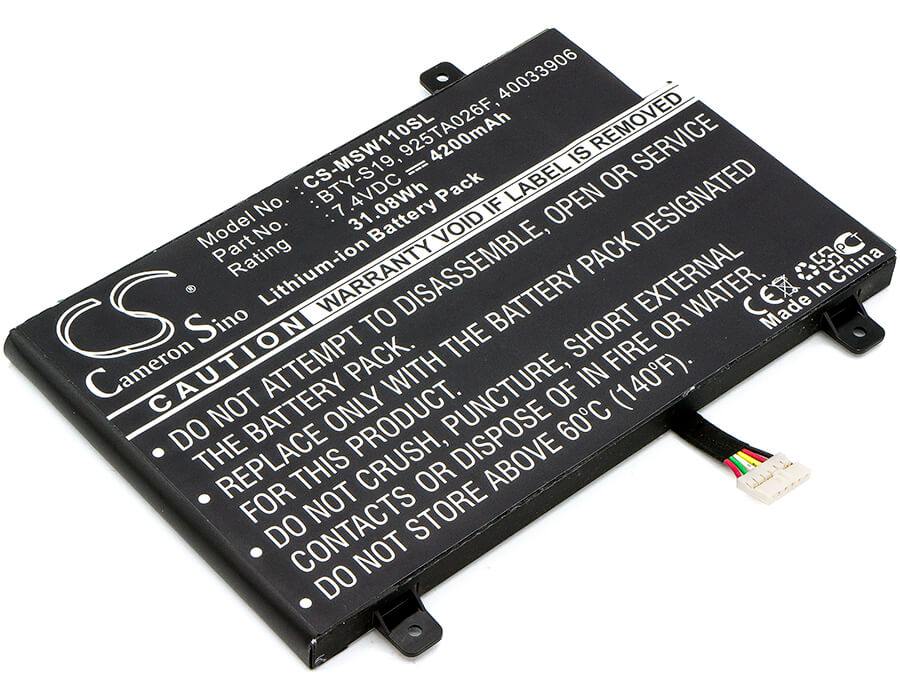 7.4V, 4200mAh, Li-Polymer Battery fits Msi, Windpad 110, Windpad 110w, 31.08Wh