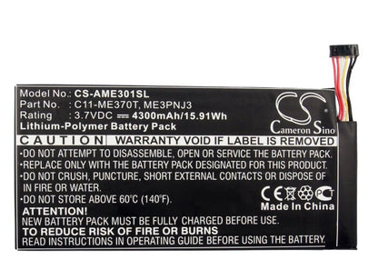 3.7V, 4300mAh, Li-Polymer Battery fits Google, Nexus 7, Nexus 7 16gb, 15.91Wh