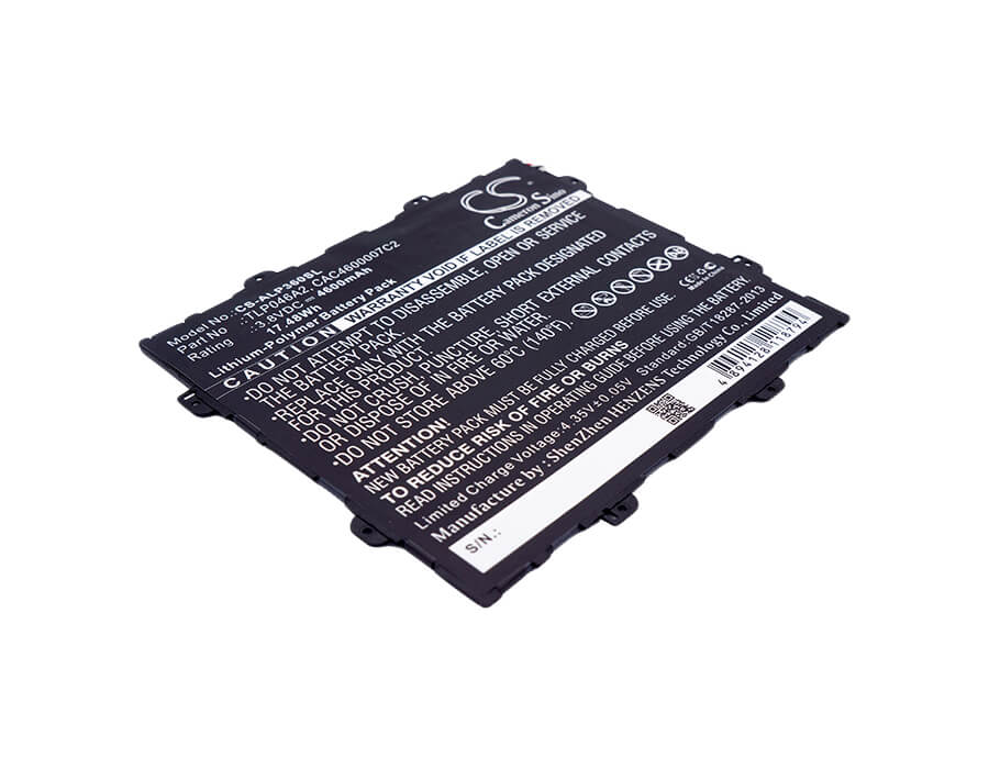 3.8V, 4600mAh, Li-Polymer Battery fits Alcatel, One Touch Pop 10, One Touch Pop 10 (9.6), 17.48Wh