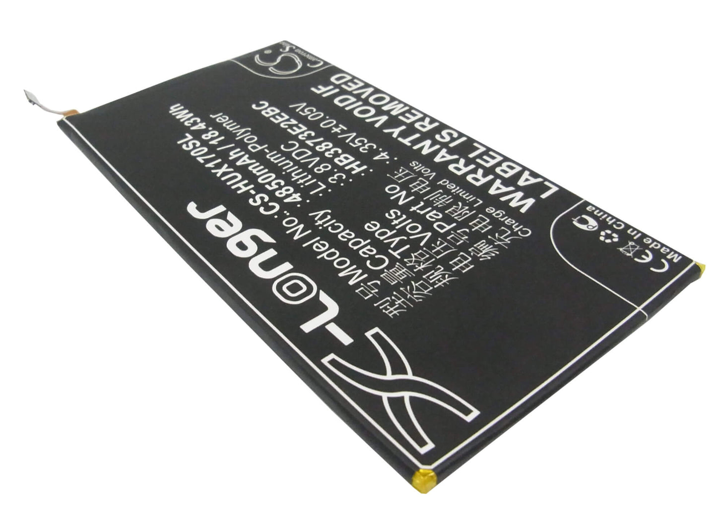3.8V, 4850mAh, Li-Polymer Battery fits Huawei, 7d-501l, 7d-501u, 18.43Wh