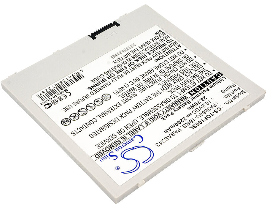 10.8V, 2200mAh, Li-Polymer Battery fits Toshiba, 10 Thrive, At100, 23.76Wh