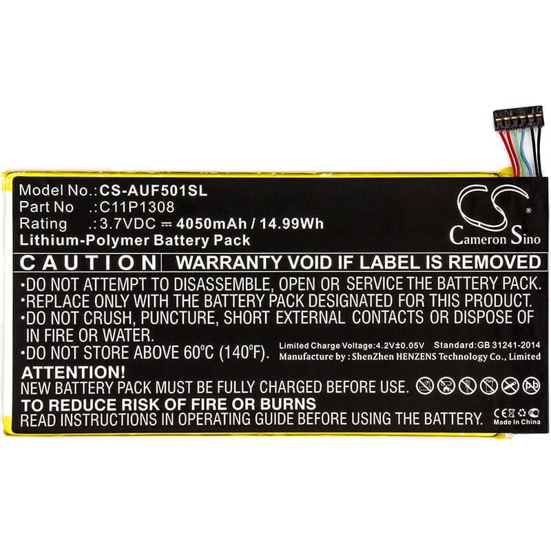3.7V, 4050mAh, Li-Polymer Battery fits Asus, Transformer Pad Tf501t, Transformer Pad Tf502t, 14.985Wh
