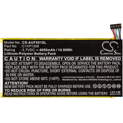 3.7V, 4050mAh, Li-Polymer Battery fits Asus, Transformer Pad Tf501t, Transformer Pad Tf502t, 14.985Wh