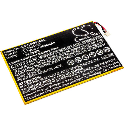 3.7V, 4000mAh, Li-Polymer Battery fits Rca, Cambio, Galileo Pro, 14.8Wh