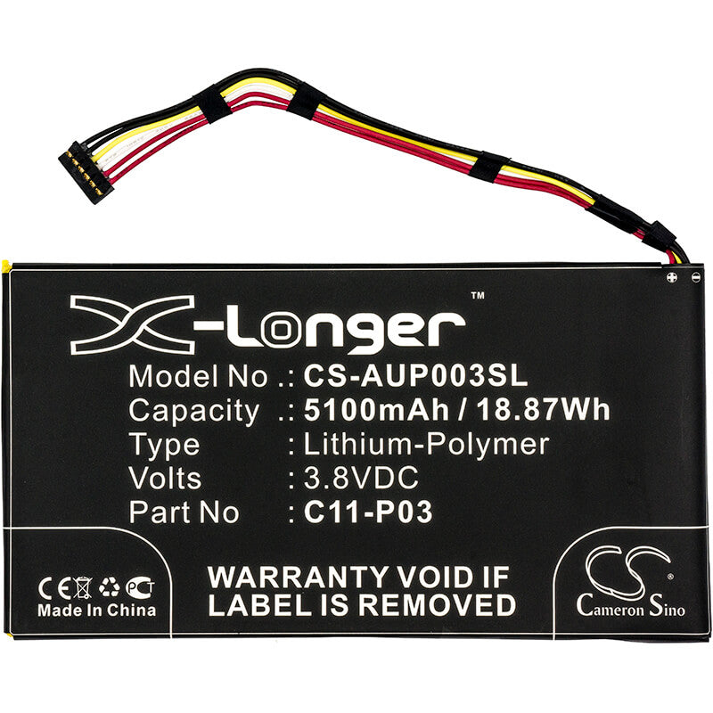 3.8V, 5100mAh, Li-Polymer Battery fits Asus, Padfone 2 (a68) Tablet, Padfone 2 Tablet, 19.38Wh