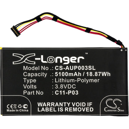 3.8V, 5100mAh, Li-Polymer Battery fits Asus, Padfone 2 (a68) Tablet, Padfone 2 Tablet, 19.38Wh