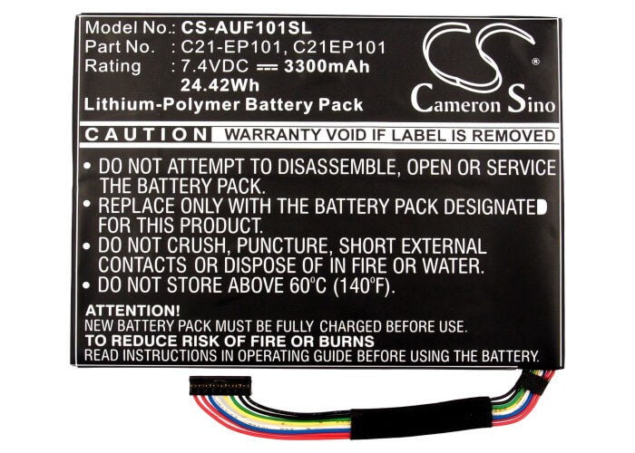 7.4V, 3300mAh, Li-Polymer Battery fits Asus, Eee Pad Transformer Tf101, Eee Pad Transformer Tf101 Mobi, 24.42Wh