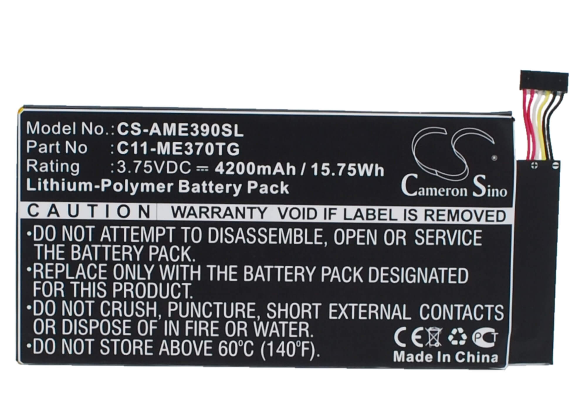 3.75V, 4200mAh, Li-Polymer Battery fits Asus, Me370tg, 15.75Wh