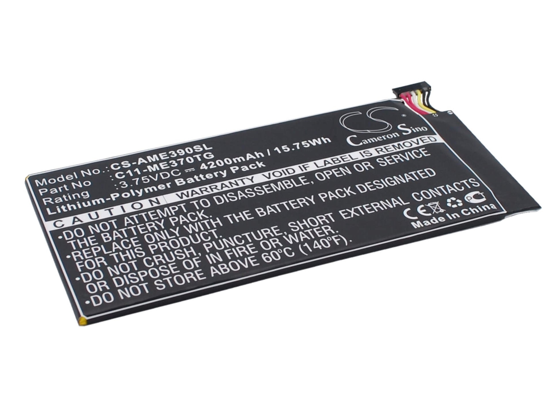 3.75V, 4200mAh, Li-Polymer Battery fits Asus, Me370tg, 15.75Wh