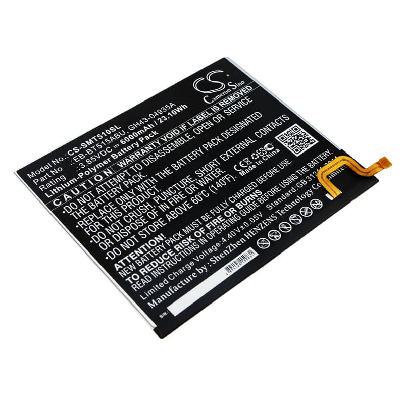 3.85V, 6000mAh, Li-Polymer Battery fits Samsung, Galaxy Tab A 10.1 2019, Galaxy Tab A 2019, 23.1Wh