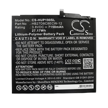 3.8V, 7150mAh, Li-Polymer Battery fits Huawei, Matepad Pro, Mrx-al09, 27.17Wh