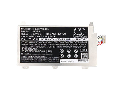 3.7V, 4100mAh, Li-Polymer Battery fits Dell, Venue 8 Pro (3845) Tablet, Venue 8 Pro 3845, 15.17Wh