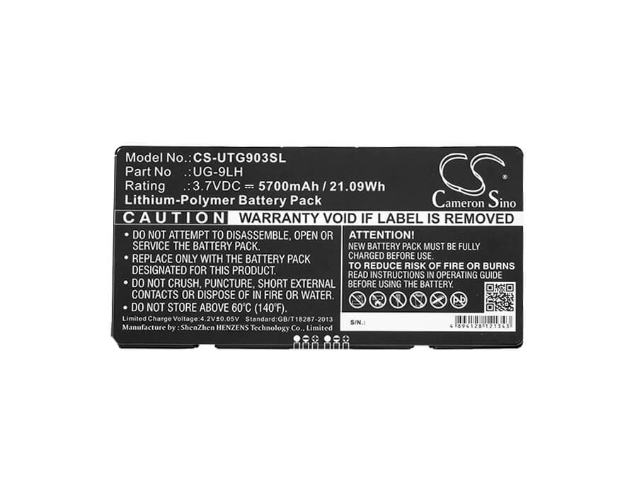 3.7V, 5700mAh, Li-Polymer Battery fits Unistrong, 7inch Ruggedized Tablet, Ug903, 21.09Wh