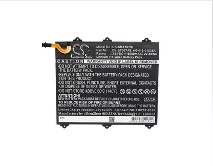 3.8V, 6000mAh, Li-Polymer Battery fits Samsung, Galaxy Tab E 9.6 Xlte, Sm-t560nu, 22.8Wh
