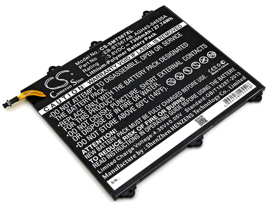 3.8V, 7300mAh, Li-Polymer Battery fits Samsung, Galaxy Tab E 9.6 Xlte, Sm-t560nu, 27.74Wh