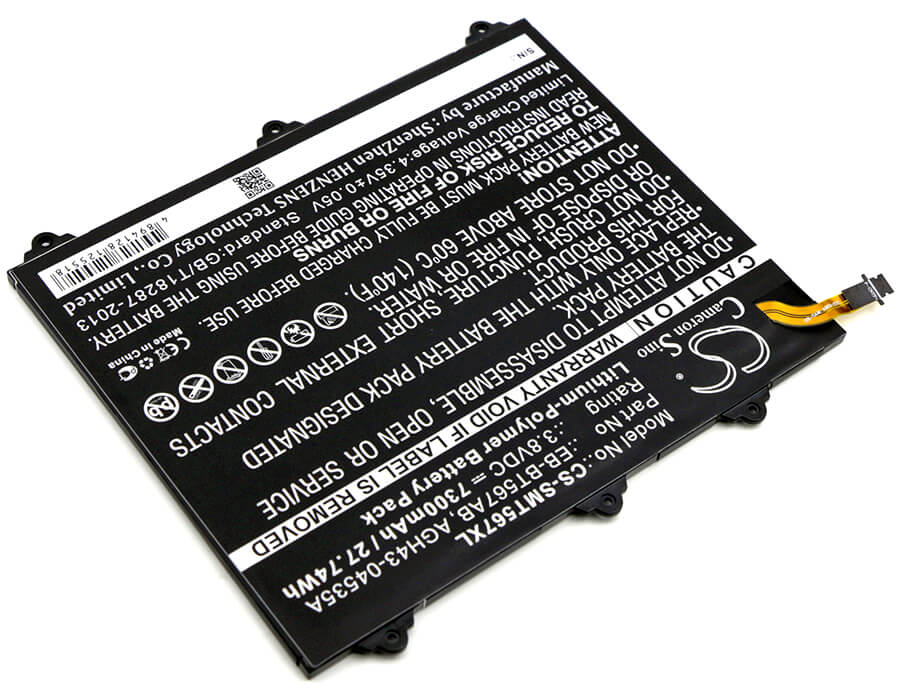 3.8V, 7300mAh, Li-Polymer Battery fits Samsung, Galaxy Tab E 9.6 Xlte, Sm-t560nu, 27.74Wh