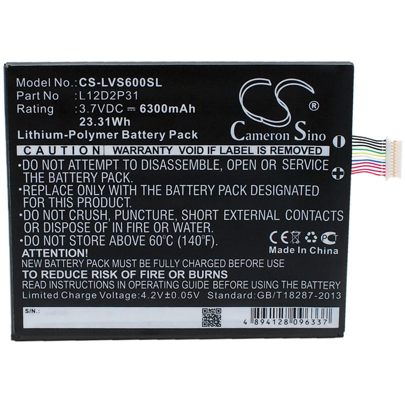 3.7V, 6300mAh, Li-Polymer Battery fits Lenovo, Ideapad S2110a, Ideatab S2110, 23.31Wh