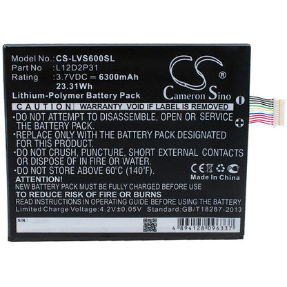 3.7V, 6300mAh, Li-Polymer Battery fits Lenovo, Ideapad S2110a, Ideatab S2110, 23.31Wh