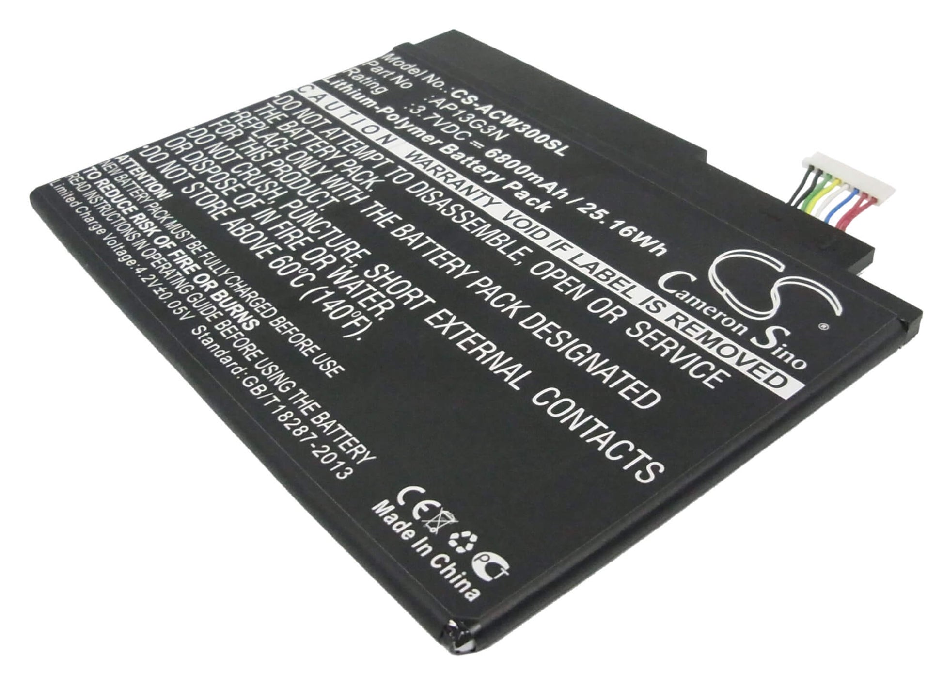 3.7V, 6800mAh, Li-Polymer Battery fits Acer, Iconia Tab W3, Iconia Tab W3-810, 25.16Wh