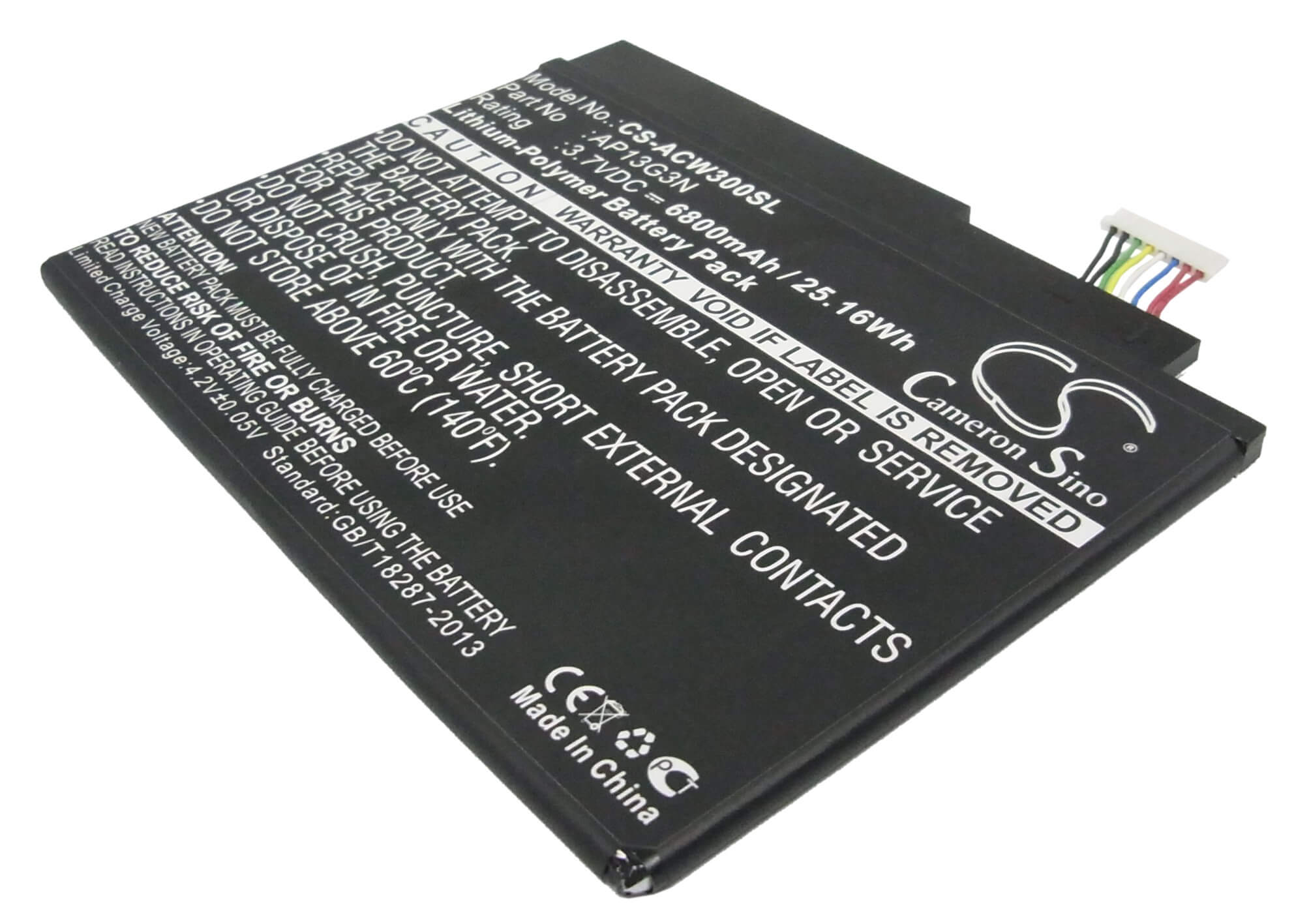 3.7V, 6800mAh, Li-Polymer Battery fits Acer, Iconia Tab W3, Iconia Tab W3-810, 25.16Wh