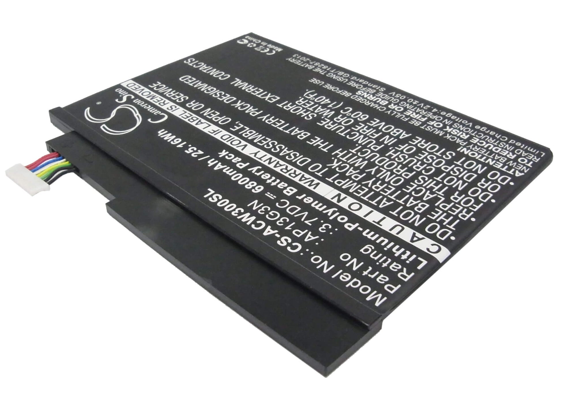 3.7V, 6800mAh, Li-Polymer Battery fits Acer, Iconia Tab W3, Iconia Tab W3-810, 25.16Wh