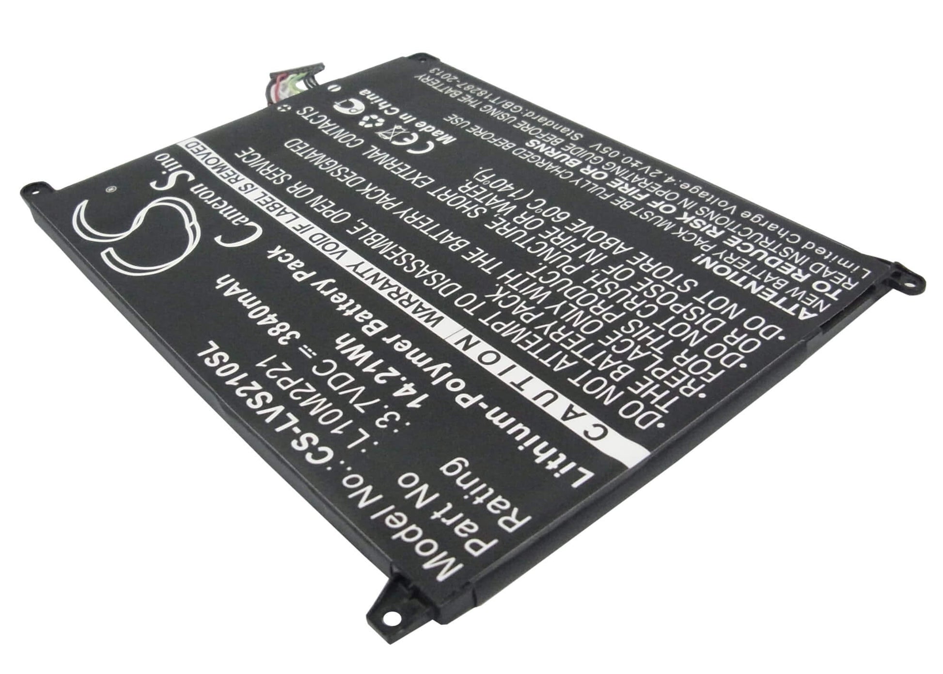 3.7V, 3840mAh, Li-Polymer Battery fits Lenovo, Ideapad S2007, Ideapad S2007a, 14.208Wh