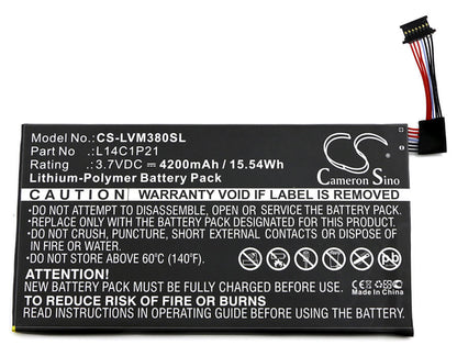 3.7V, 4200mAh, Li-Polymer Battery fits Lenovo, Ideatab Miix 3, Miix3-830, 15.54Wh