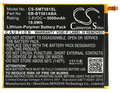 3.8V, 5000mAh, Li-Polymer Battery fits Samsung, Galaxy Tab E Nook Edition 9.6, Sm-t560, 19Wh