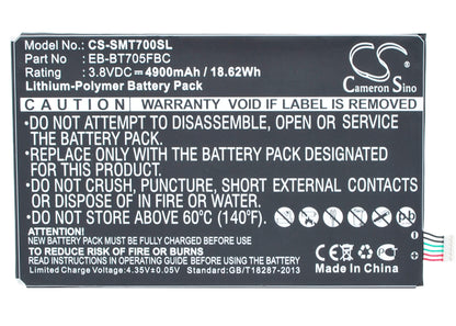 3.8V, 4900mAh, Li-Polymer Battery fits Samsung, Galaxy Tab S 8.4, Galaxy Tab S 8.4 Wifi, 18.62Wh