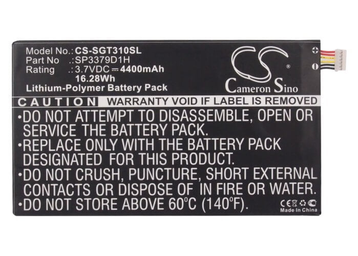 3.7V, 4400mAh, Li-Polymer Battery fits Samsung, Galaxy Tab 3, Galaxy Tab 3 8.0, 16.28Wh