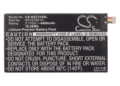3.7V, 4400mAh, Li-Polymer Battery fits Samsung, Galaxy Tab 3, Galaxy Tab 3 8.0, 16.28Wh
