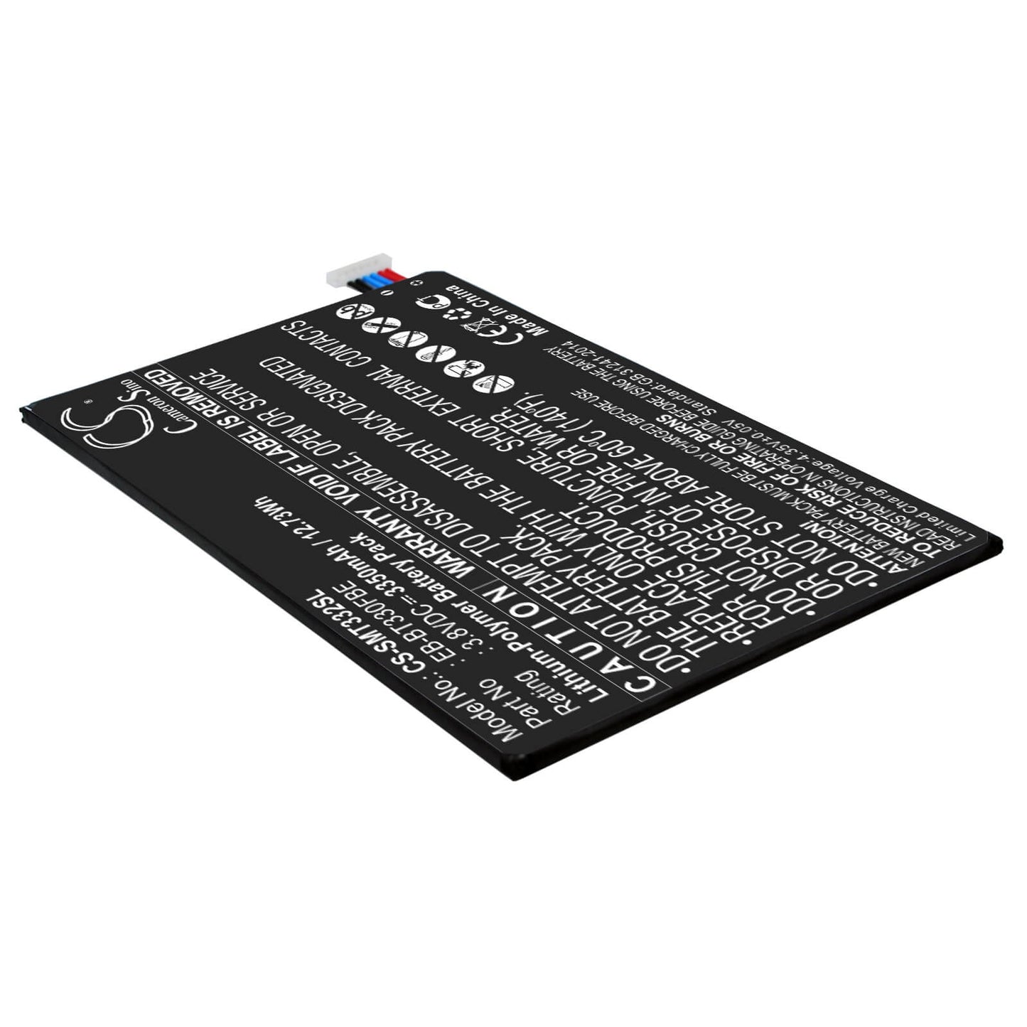 3.8V, 3350mAh, Li-Polymer Battery fits Samsung, Galaxy Tab4 8.0 3g, Sm-t330, 12.73Wh