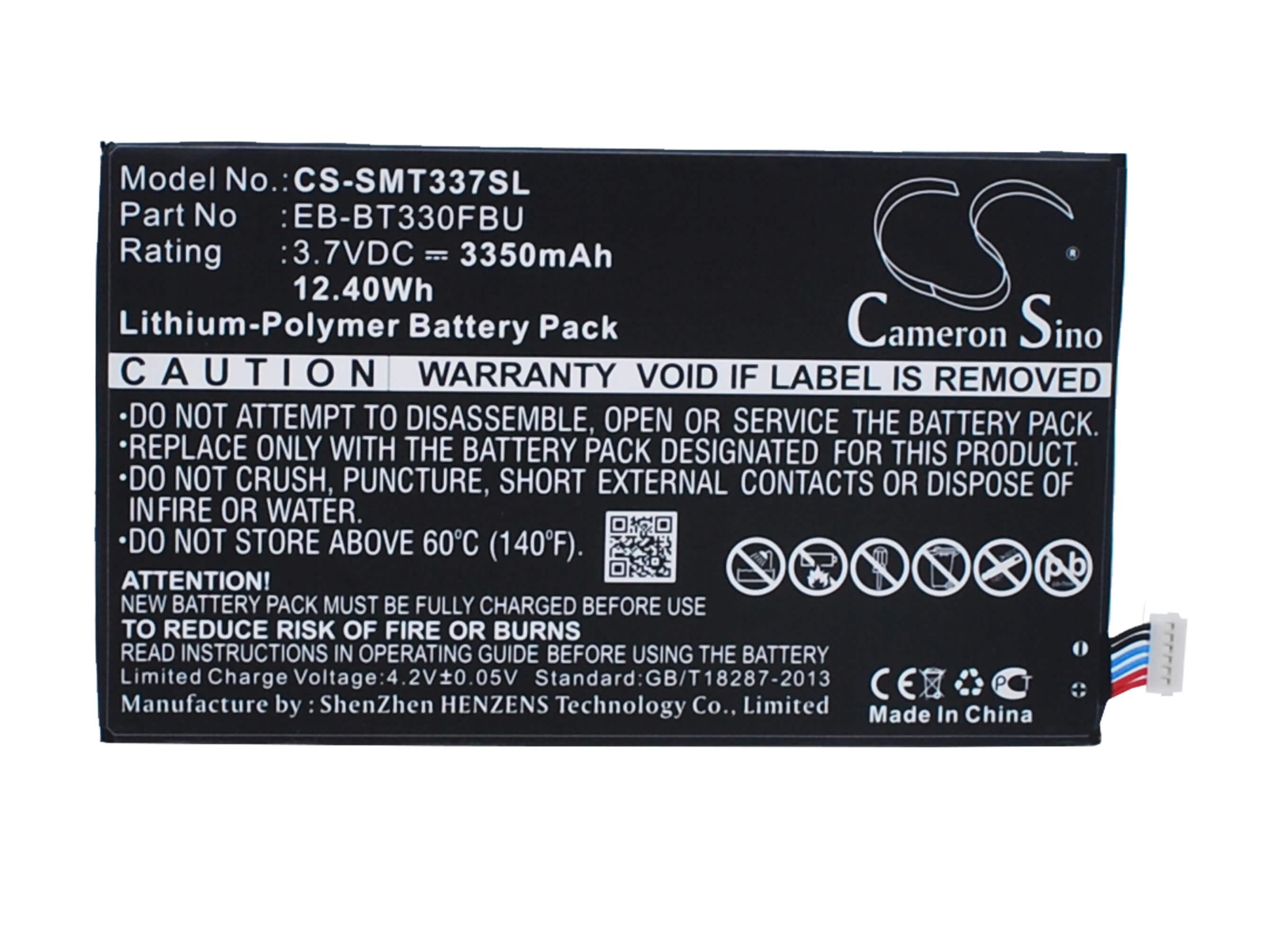 3.7V, 3350mAh, Li-Polymer Battery fits Samsung, Galaxy Tab 4 8.0, Galaxy Tab4 8.0", 12.395Wh