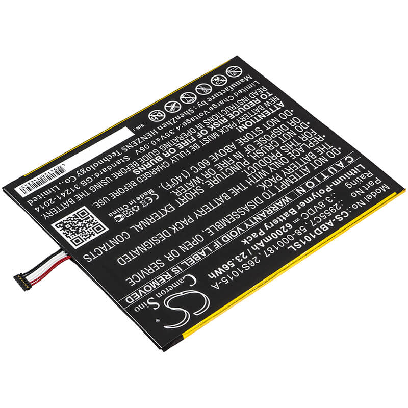 3.8V, 6200mAh, Li-Polymer Battery fits Amazon, Kindle Fire Hd 10.1, Kindle Fire Hd 10.1 7th, 23.56Wh