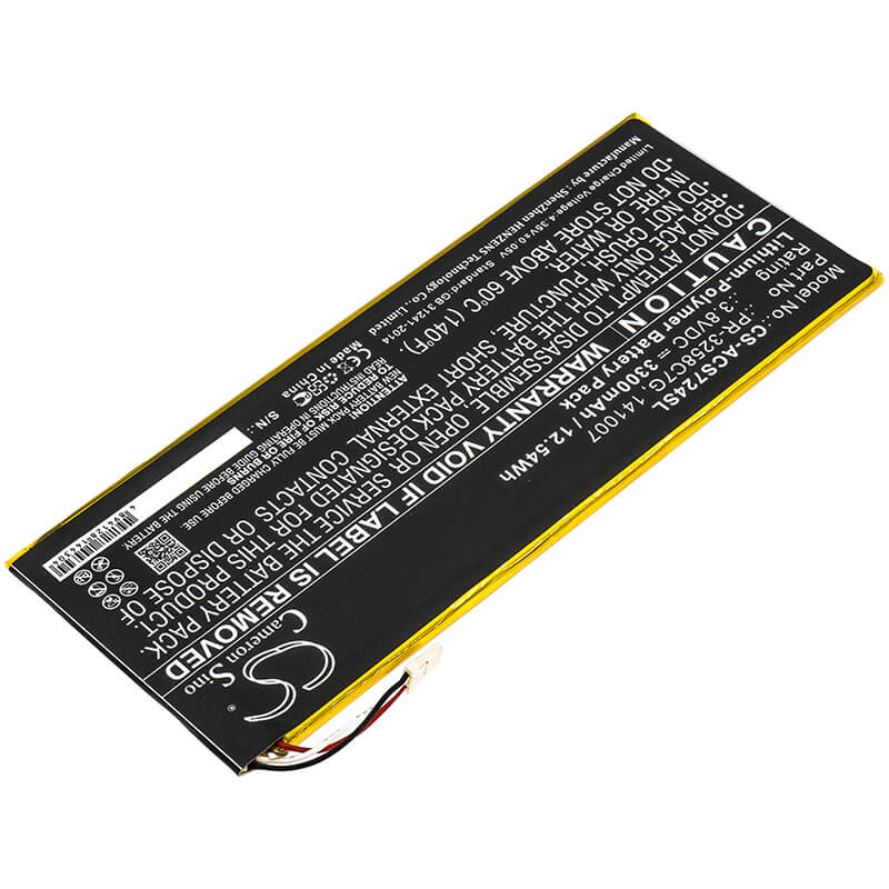 3.8V, 3300mAh, Li-Polymer Battery fits Acer, A1-734, Iconia Talk S, 12.54Wh