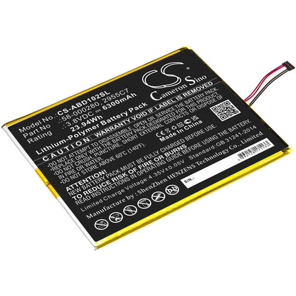 3.8V, 6300mAh, Li-Polymer Battery fits Amazon, Kindle Fire Hd 10.1 9th, M2v3r5, 23.94Wh