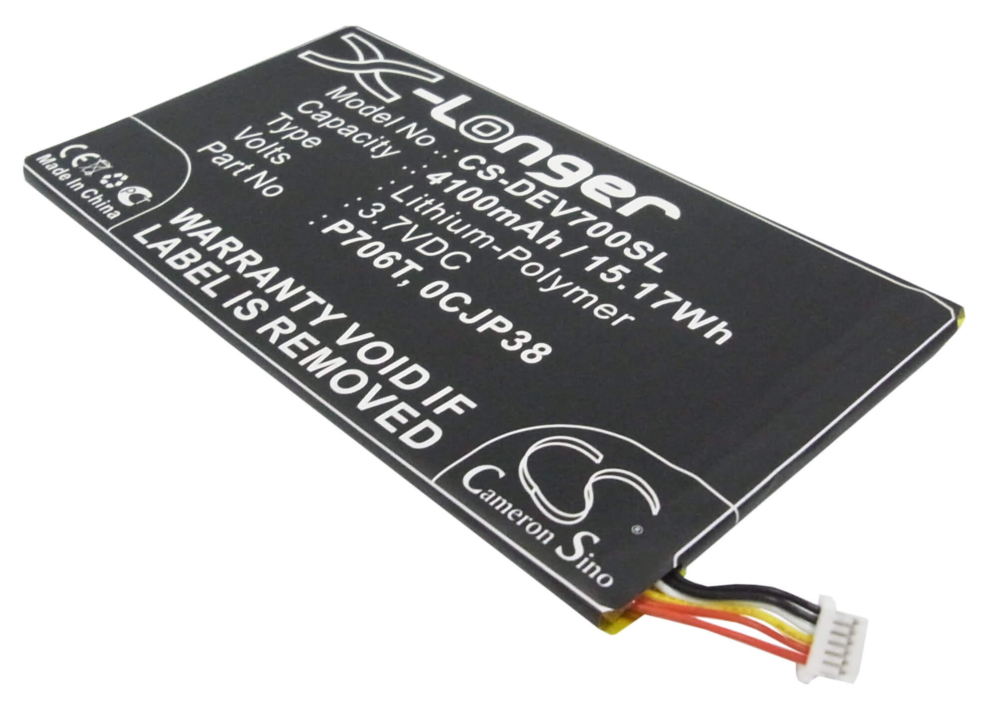 3.7V, 4100mAH, Li-Polymer Battery fits Dell, Venue 7, Venue 7 3740, 15.17Wh