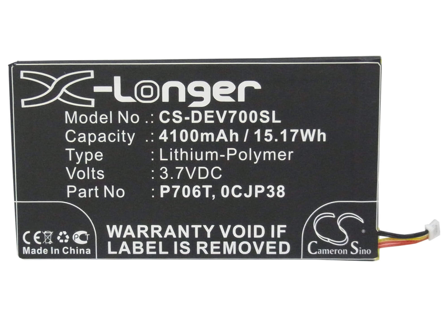 3.7V, 4100mAH, Li-Polymer Battery fits Dell, Venue 7, Venue 7 3740, 15.17Wh