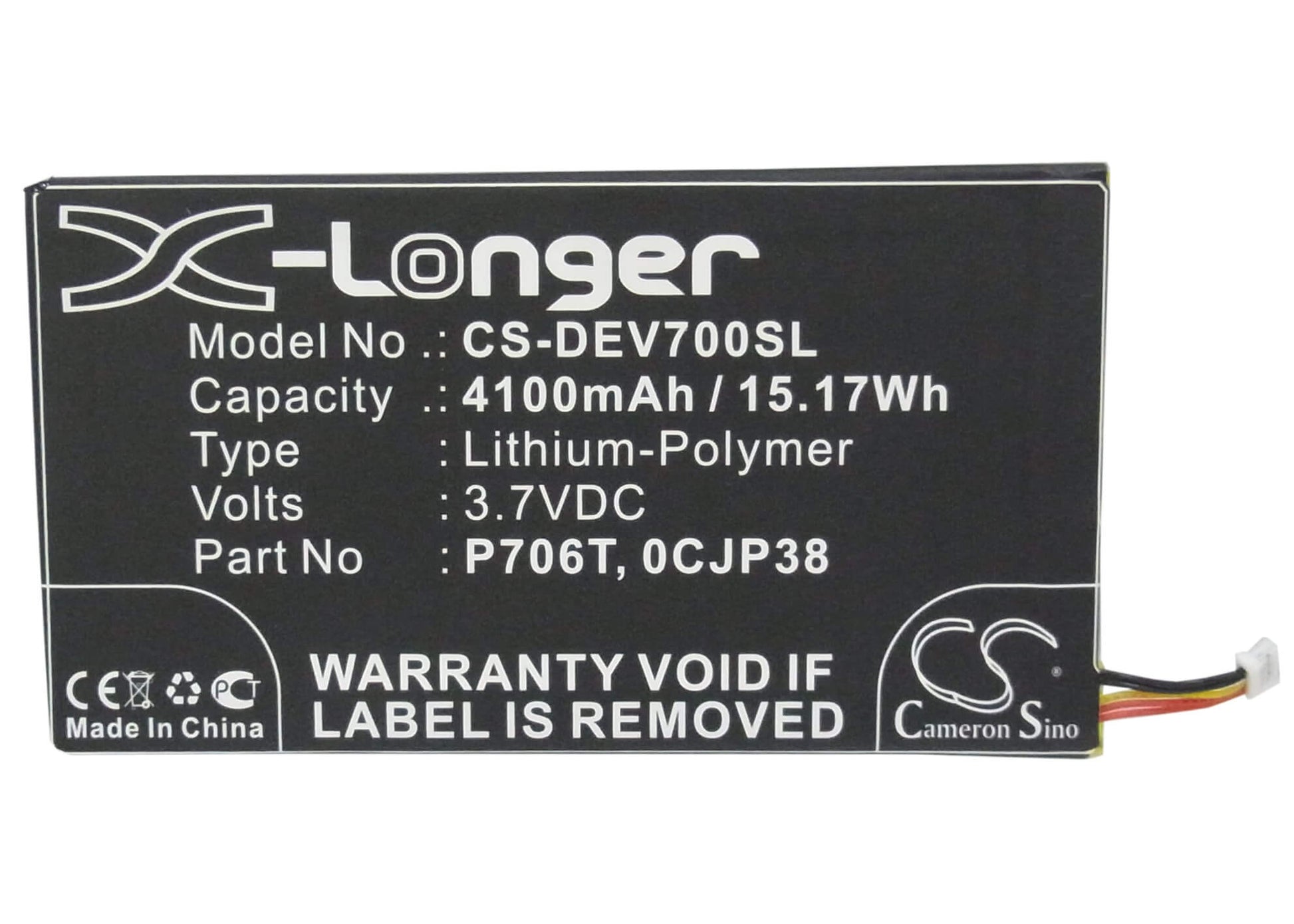 3.7V, 4100mAH, Li-Polymer Battery fits Dell, Venue 7, Venue 7 3740, 15.17Wh
