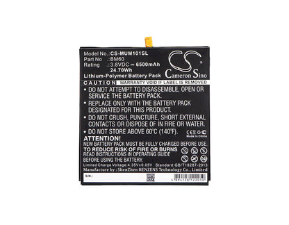 3.8V, 6500mAh, Li-Polymer Battery fits Xiaomi, A0101, A0101 16gb, 24.7Wh